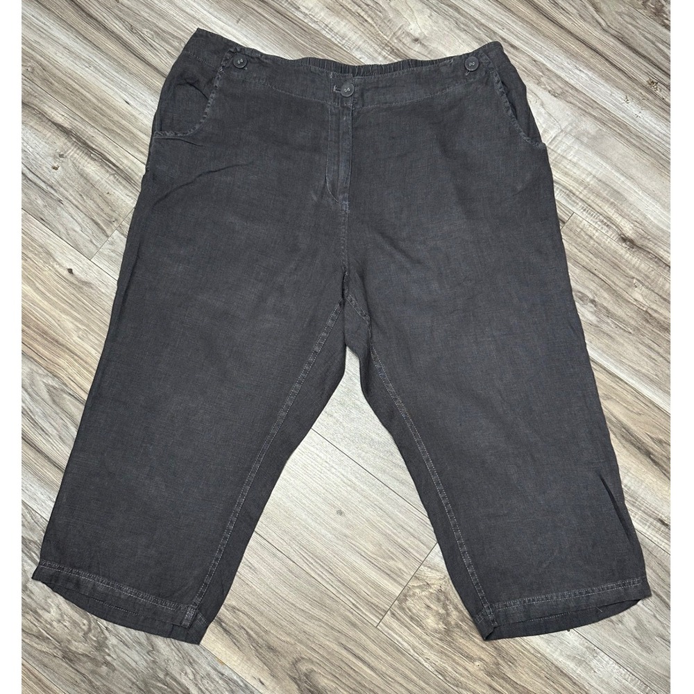 Seasalt Cornwall Women's Brawn Point Crops Dark Gray Linen Pants US 14